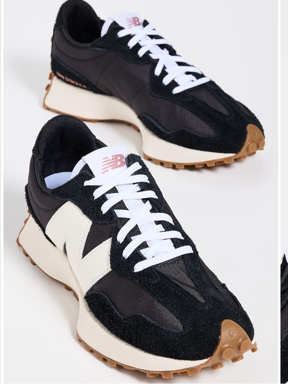 New Balance 327 Women’s Size 8 Black White Gum Suede Leather Sneakers